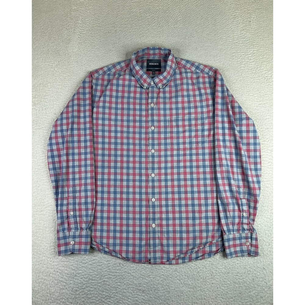 Bonobos Shirt Men's XL Slim Fit Multicolor Plaid Button Up Long Sleeve Casual